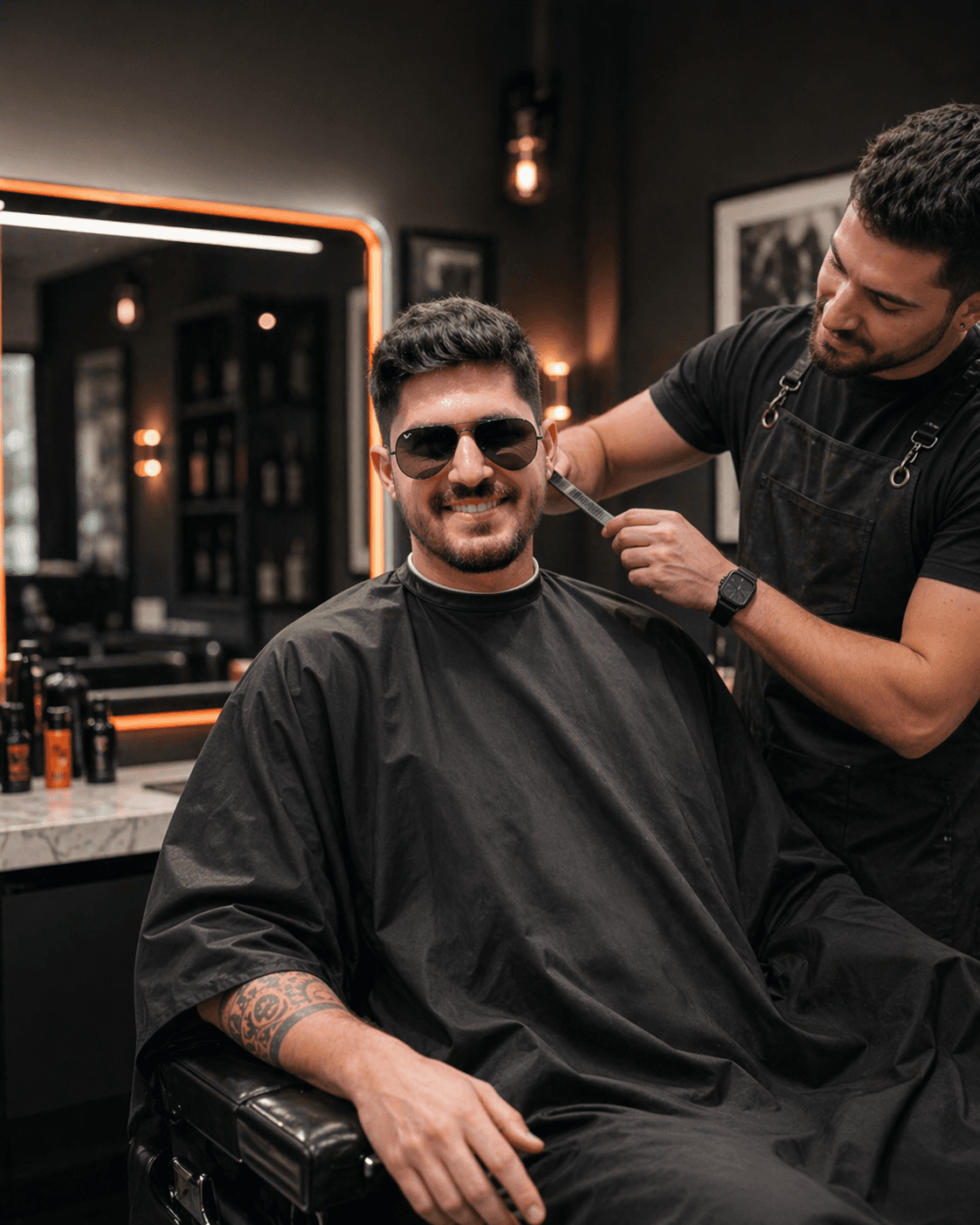 Cliente em momento tranquilo de atendimento.